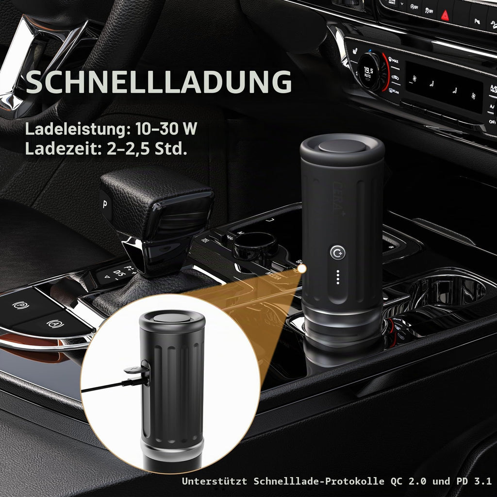 Selbstaufheizende tragbare Espressomaschine 8 Tassen 20 bar 3x4500mAh CERApresso NS Kapseln Kaffeepulver