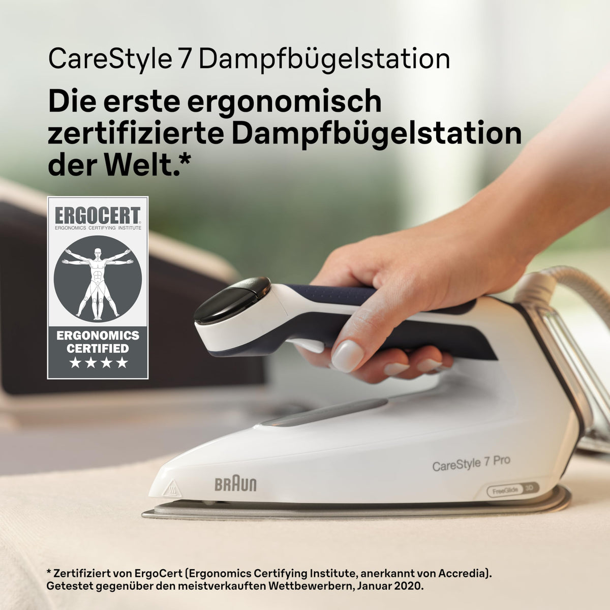 CareStyle 7 Pro IS 7282 BL Dampfbügeleisen FreeGlide 3D iCare abnehmbarer 2 L Tank 600 g/min 2700 W Blau Weiß