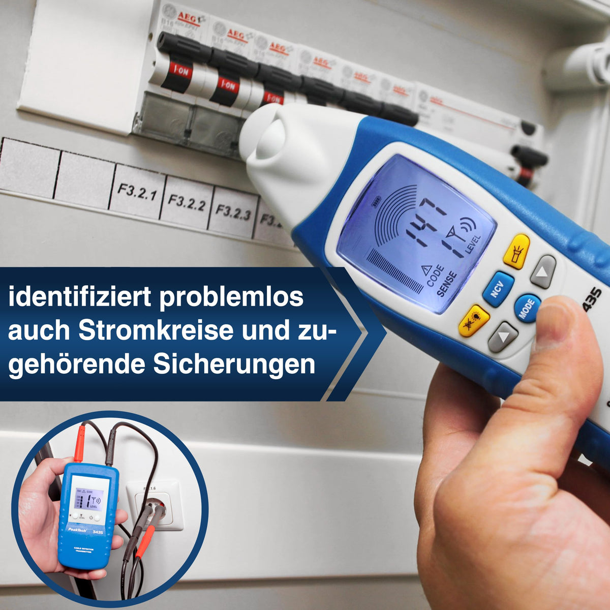3435 Profi Leitungssuchgerät Leitungssucher Detektor 2m Tiefe für professionelle Leitungsortung