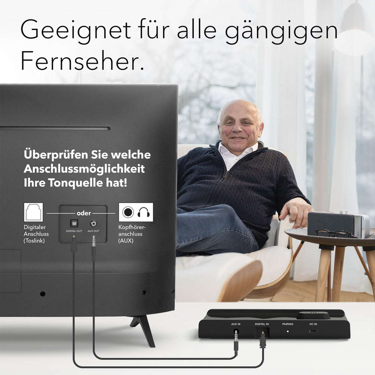 Oskar TV Lautsprecher für Senioren Sprachverstärker Hörverstärker Kabellos Tragbare Soundbar Einfach bedienen