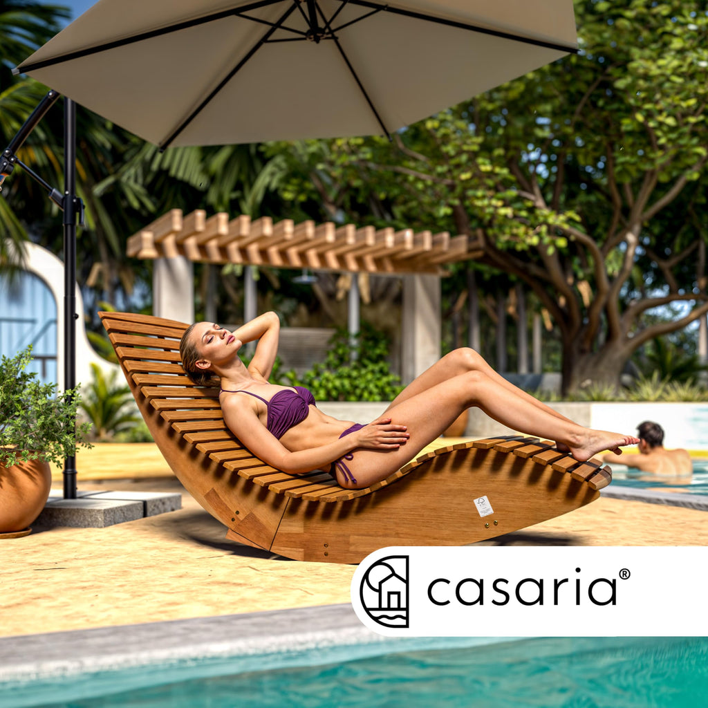 Sonnenliege mit Schaukelfunktion FSC zertifiziert braun Gartenliege Relaxliege für Garten und Terrasse