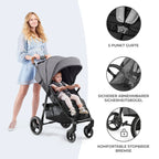 Grande Plus Buggy von Geburt bis 22 kg einhandfaltbar Liegeposition Verdeck mit Fenster 4 gefederte Räder Grau