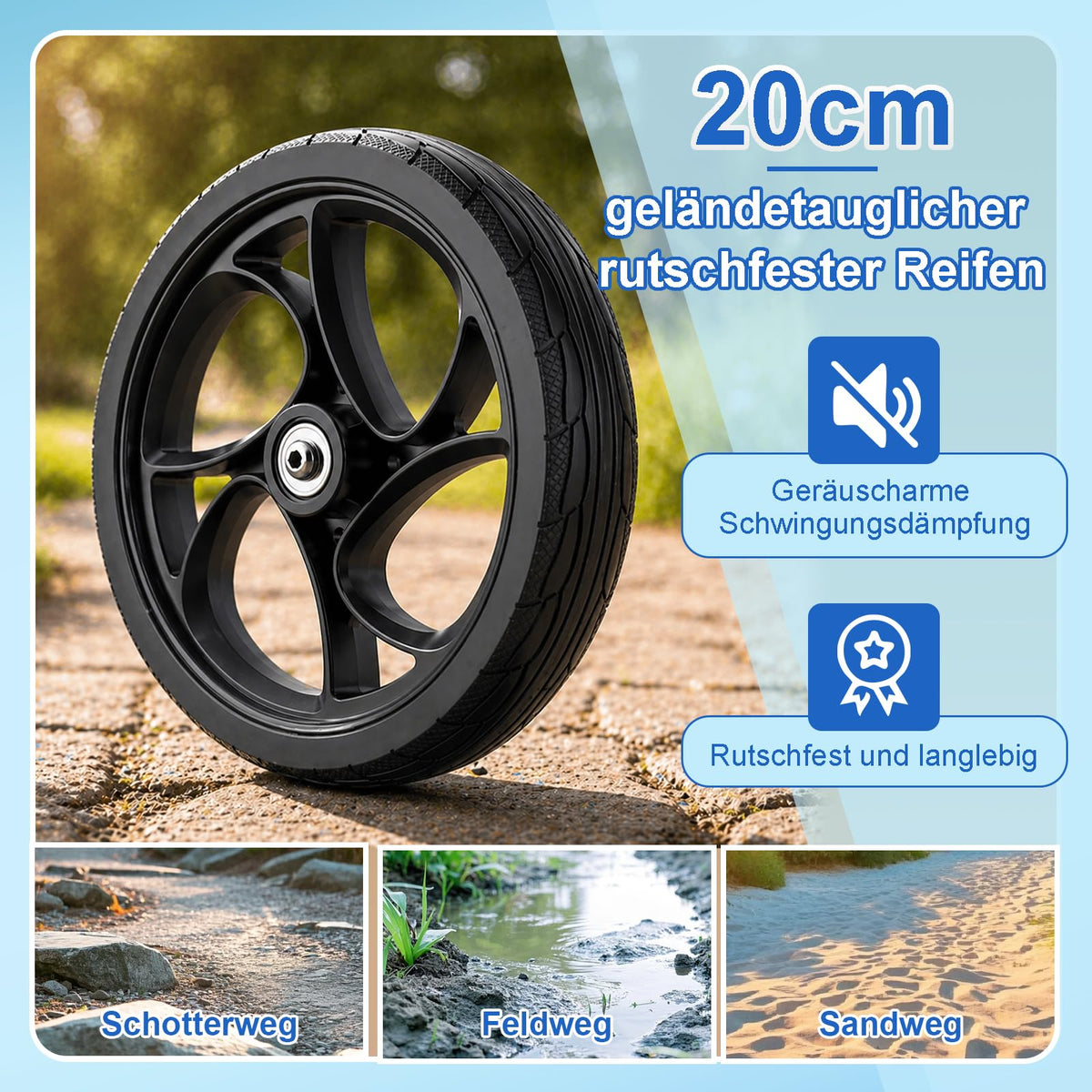 Knierollator für Erwachsene bei Fußverletzungen 20 cm Vorderrad Gehhilfe zur Entlastung im Alltag