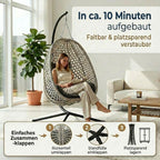 Hängesessel mit Gestell Outdoor Indoor, Sommer Winter Wendebezug, bis 150 kg, faltbar, mit Abdeckplane, Grau