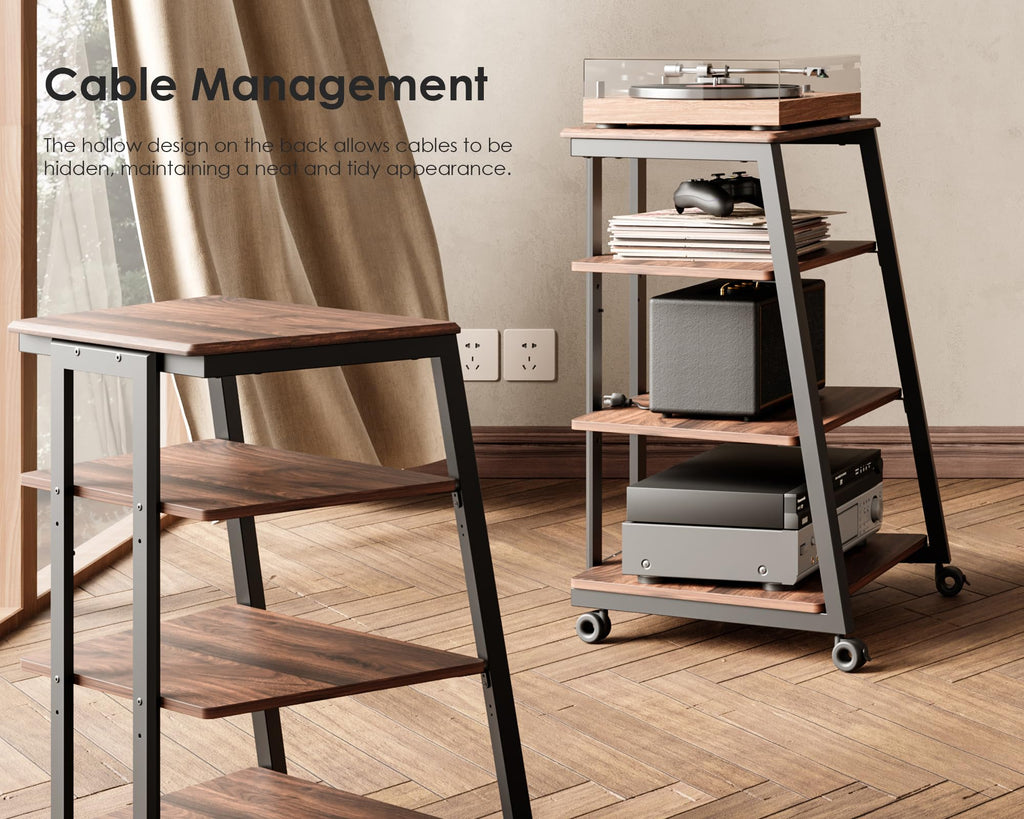 HiFi Rack aus Holz und Stahl mit verstellbaren Ablagen 61 x 52 x 78 cm für Fernseher und Audiogeräte