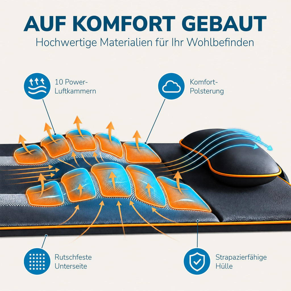 Air Stretch elektrische Ganzkörpermassagematte mit Wärmefunktion und Yoga Dehnung für Schultern Rücken Nacken
