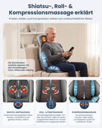 Shiatsu Massagesitzauflage mit Wärme für Rücken Nacken Schulter Entspannung Stressabbau ergonomisch
