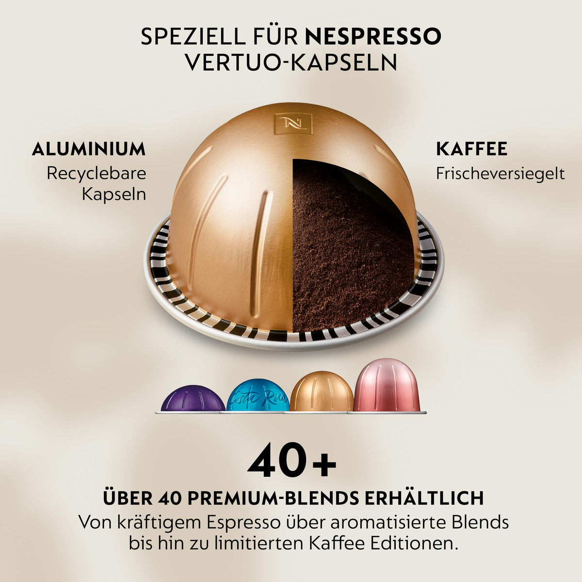 Vertuo Up Kaffeekapselmaschine 5 Tassengrößen 3 Sek Aufheizzeit One Touch Zubereitung 1,4L Wassertank ENV200.W