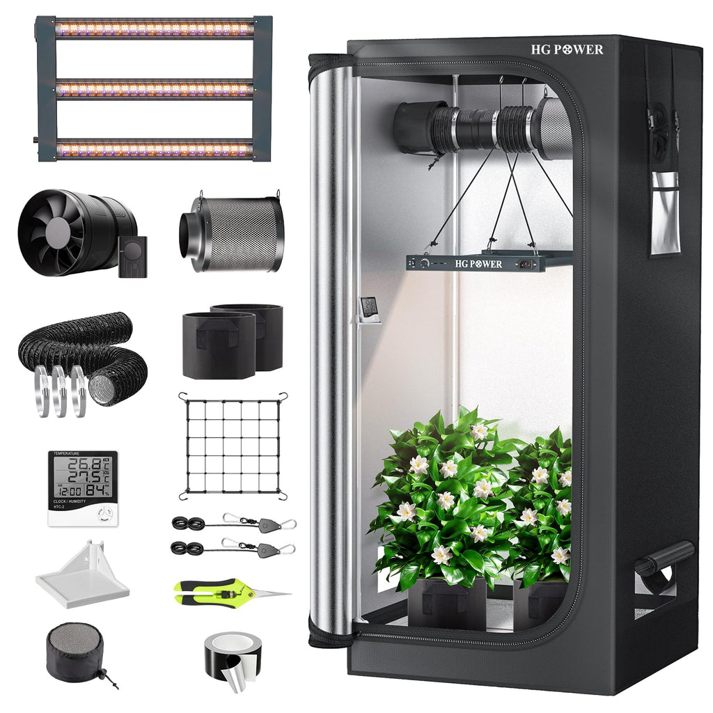 Growzelt Komplettset 70x70x160cm mit 160W LED Pflanzenlampe für Indoor Anzucht Wachstum und Blüte