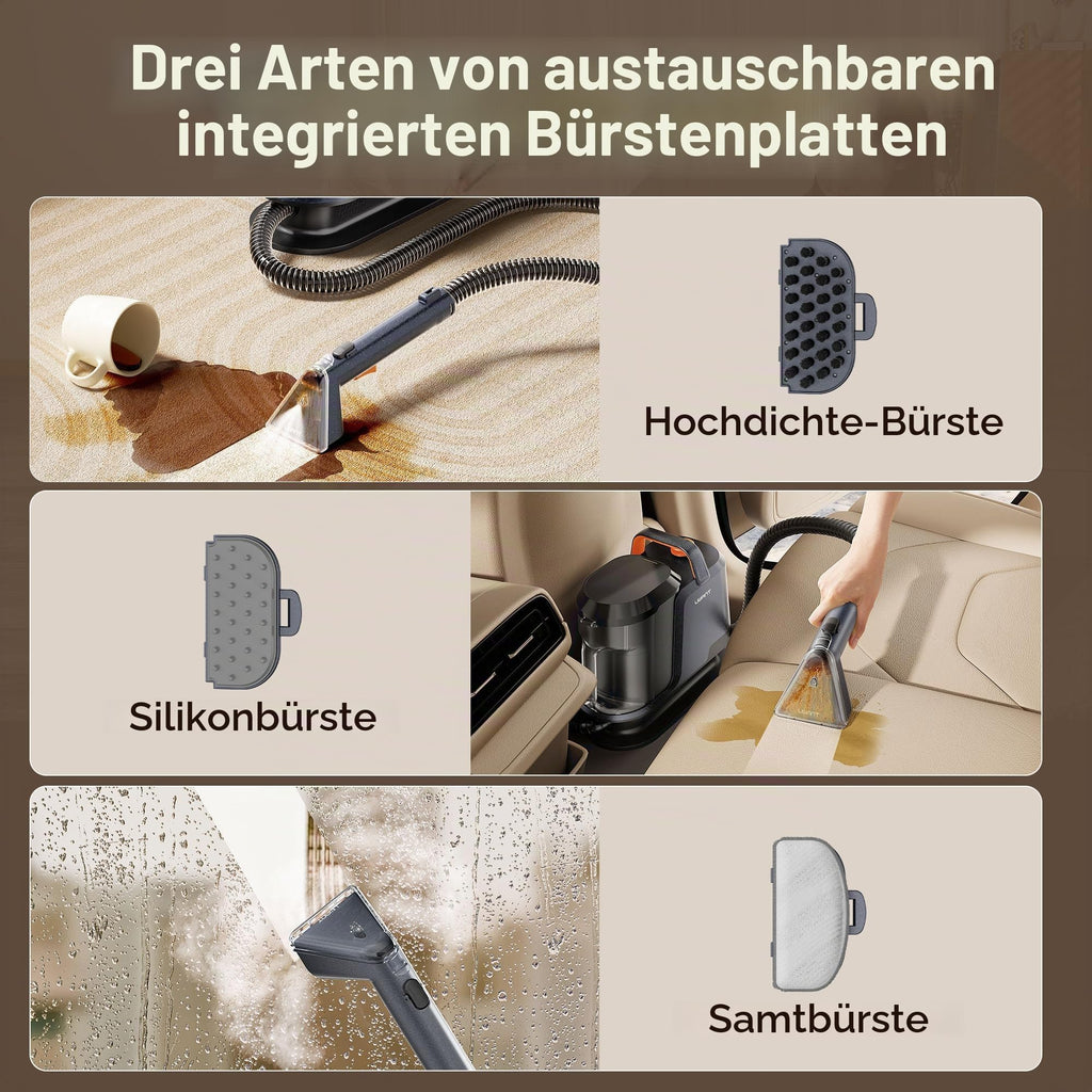 Y100Pet Polsterreiniger 22 kPa Teppichreiniger Waschsauger geräuscharm Schlauch Flecken Sofa Teppich