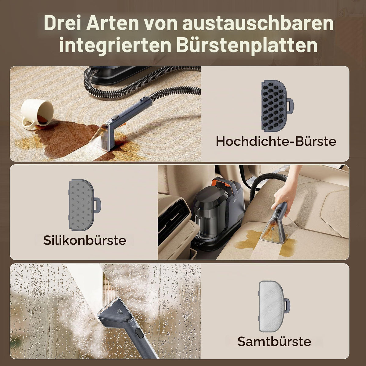 Y100Pet Polsterreiniger 22 kPa Teppichreiniger Waschsauger geräuscharm Schlauch Flecken Sofa Teppich
