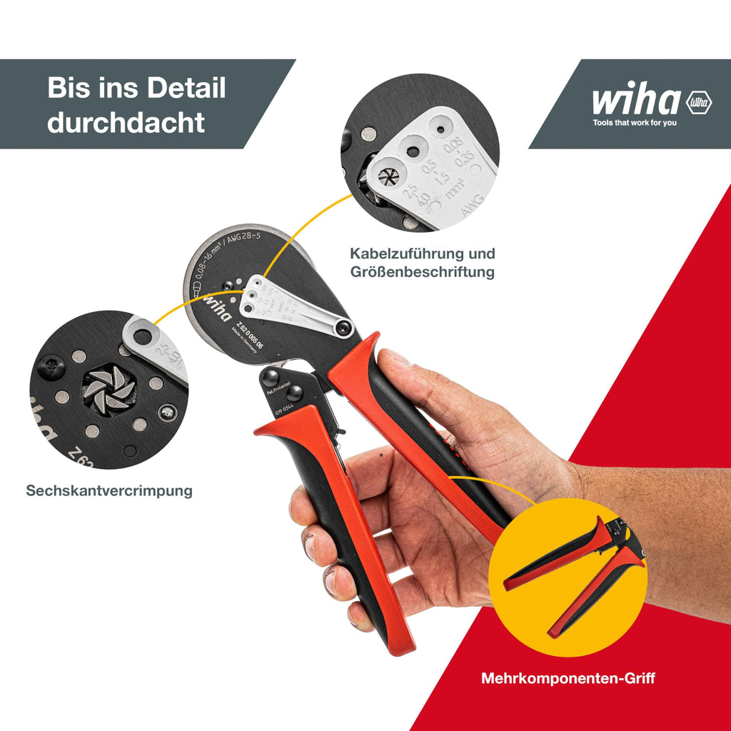 Quetschzange Crimpzange automatisch 0,08 bis 16mm² 41246 Sechskant Vercrimpung Aderendhülsenzange Elektriker