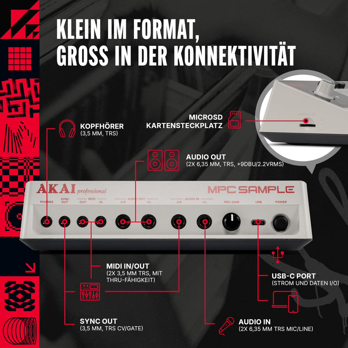 MPC Sample tragbarer Sampler für mobile Musikproduktion kompakter digitaler Sampler für unterwegs