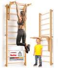 Sprossenwand für Erwachsene und Kinder mit Klimmzugstange und Dip Extension Kletterwand fürs Kinderzimmer