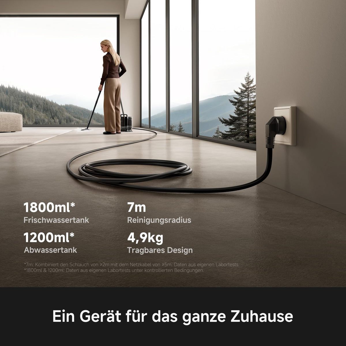 S10 Dampfreiniger mit 9 Aufsätzen superheißer Dampf 16.000 Pa Schwarz vielseitig einsetzbar