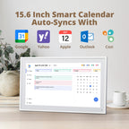 15.6 Zoll Digitaler Wandkalender 1920x1080 FHD Familienplaner 32GB Speicher Wandhalterung Touchscreen Weiß