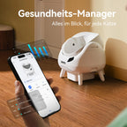 Selbstreinigendes Katzenklo XXL, offenes Top Design, 5 GHz WLAN, 12L, für alle Streuarten, Mehrkatzen, grau