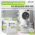 Untergestell mit Schublade Ablage 500 kg Stahl 62x62x57,5cm Podest für Waschmaschine Trockner höhenverstellbar