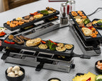 RC 1600 Raclette Grill für 8 Personen erweiterbar Parkdeck Alu Druckguss Grillplatte Antihaft 1460 W silber