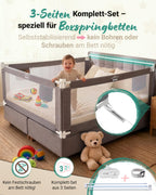 Bettgitter Rausfallschutz Boxspringbett 180x200 cm 3 Seiten Stange laborgeprüft Elternbett deutsche Anleitung