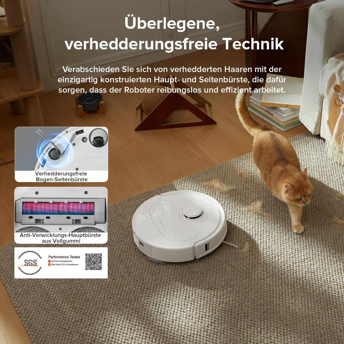 QV 35A Set Saugroboter mit Wischfunktion und 8.000 Pa Saugkraft für Teppiche und Hartböden
