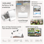 H500 Hub 16GB bis 16TB erweiterbar für 16 Kameras und 64 Sensoren HDMI 5 GHz WLAN und Ethernet Alarm Matter