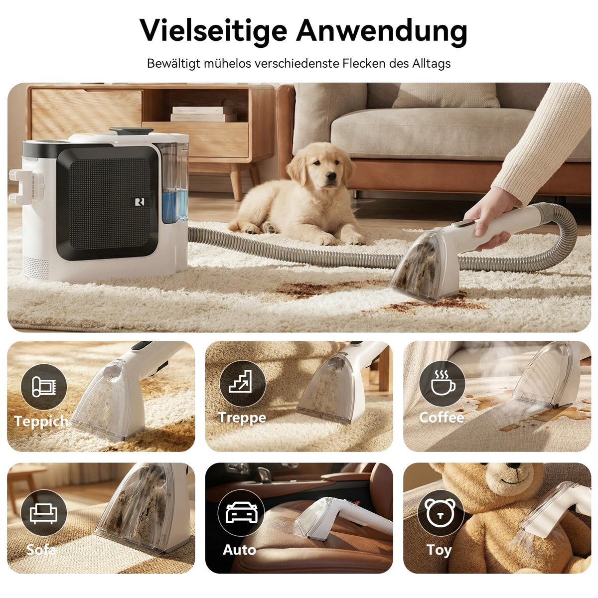 C2 Polsterreiniger 26KPA 1800W Heißdampf Waschsauger 4 in 1 Dampfreiniger Sofa Teppich Fenster Auto 7 Zubehör
