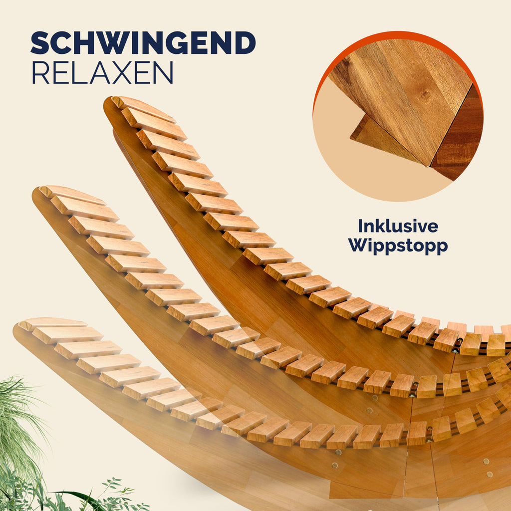 Sonnenliege mit Schaukelfunktion FSC zertifiziert braun Gartenliege Relaxliege für Garten und Terrasse
