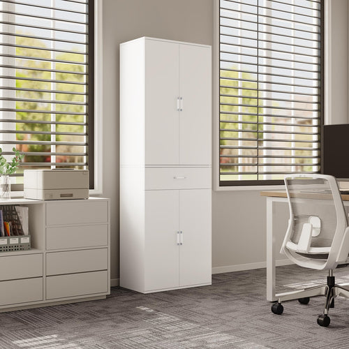 Aktenschrank Büroschrank für Büro mit Schublade und Türen 60x180x34 cm weiß Büromöbel Stauraum