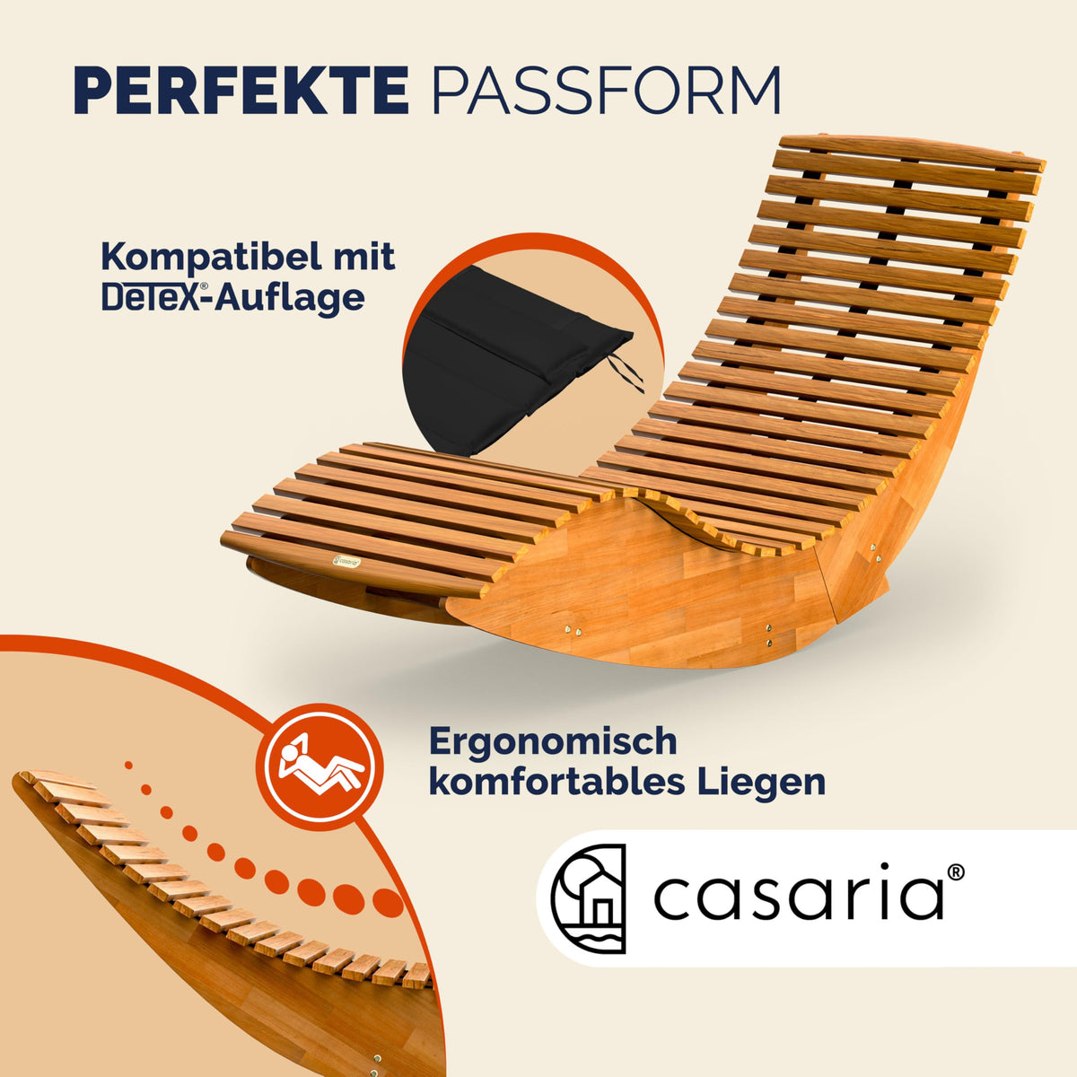Sonnenliege mit Schaukelfunktion FSC zertifiziert braun Gartenliege Relaxliege für Garten und Terrasse