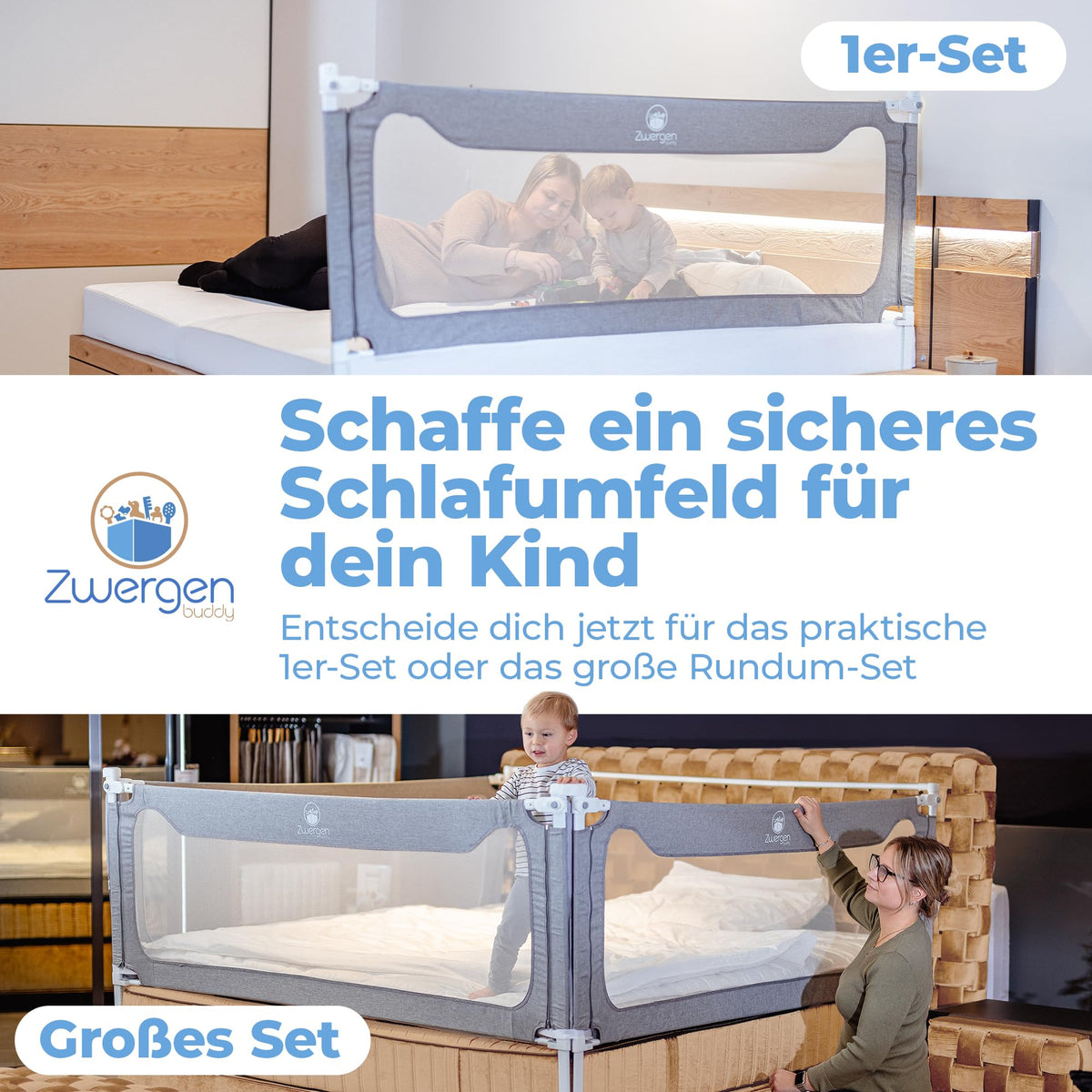 Rausfallschutz Boxspringbett Elternbett 180x200cm 8er Set Stabilitätsstange Zwischenraumschutz laborgeprüft