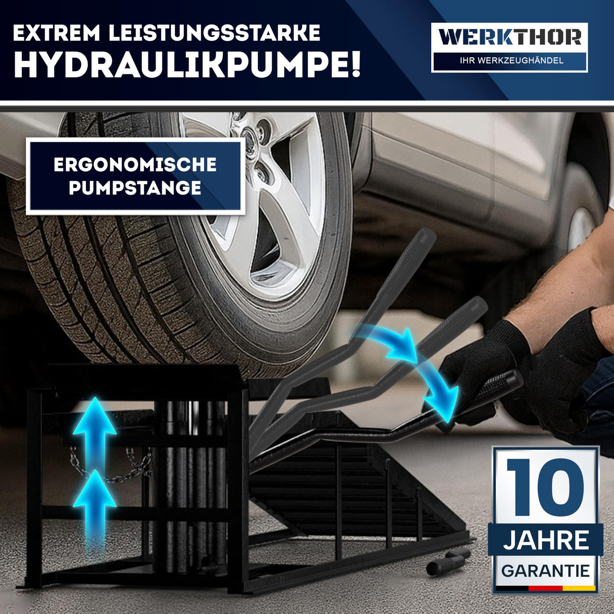 Hydraulische Auffahrrampe für Pkw 2er Set höhenverstellbar bis 4 t robust und tragfähig für Garage