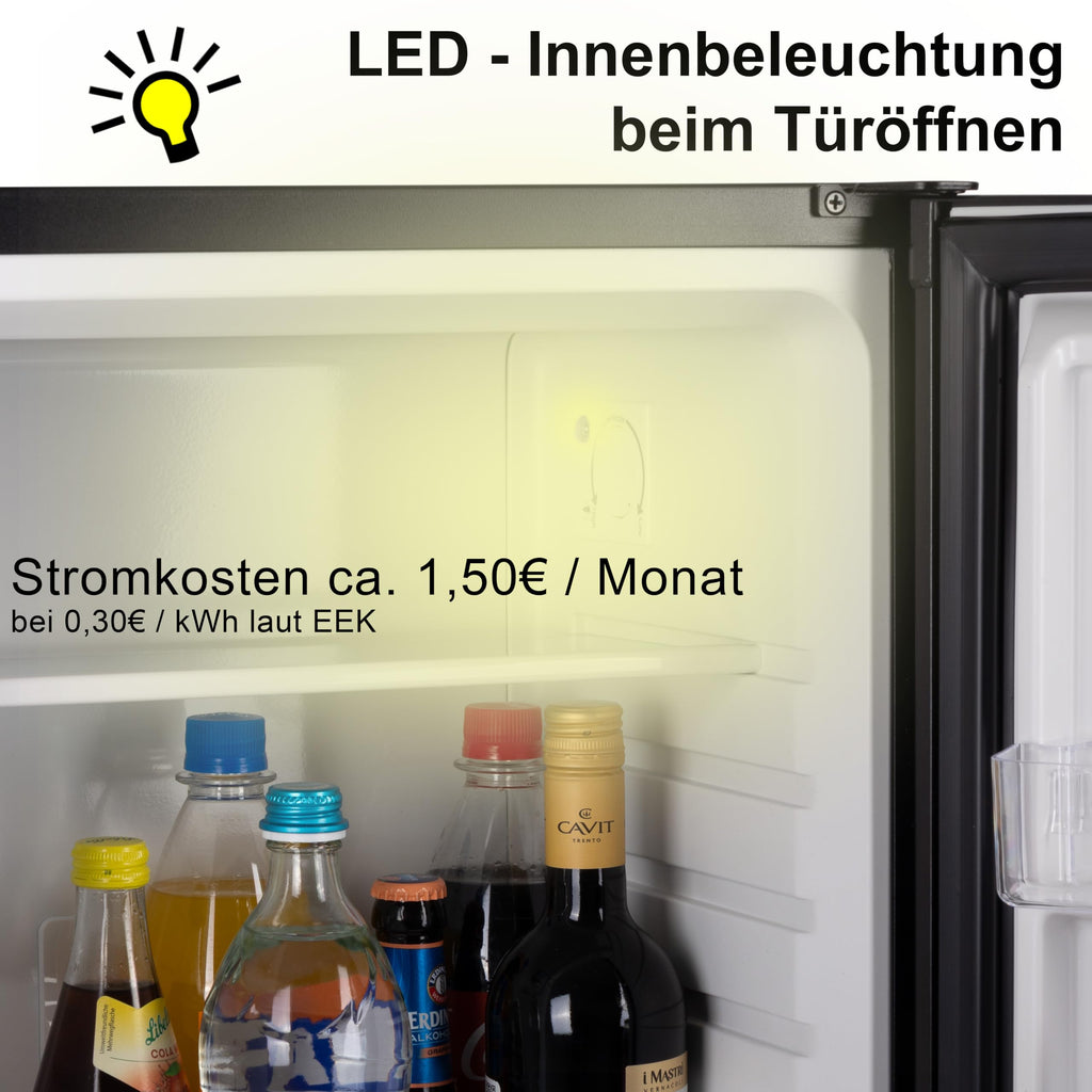 40 Liter Mini Kühlschrank lautlos geräuschlos Minibar mit Schloss 5°C bis 18°C Energieklasse D