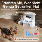 EverSweet Ultra Trinkbrunnen mit KI Kamera 5L Frisch und Abwassertrennung filterlos für Katzen und Kleinhunde
