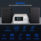 P85003 Micro Audio System Kompaktanlage Internetradio DAB Plus PLL UKW Radio Bluetooth USB AUX 2x150 W Silber
