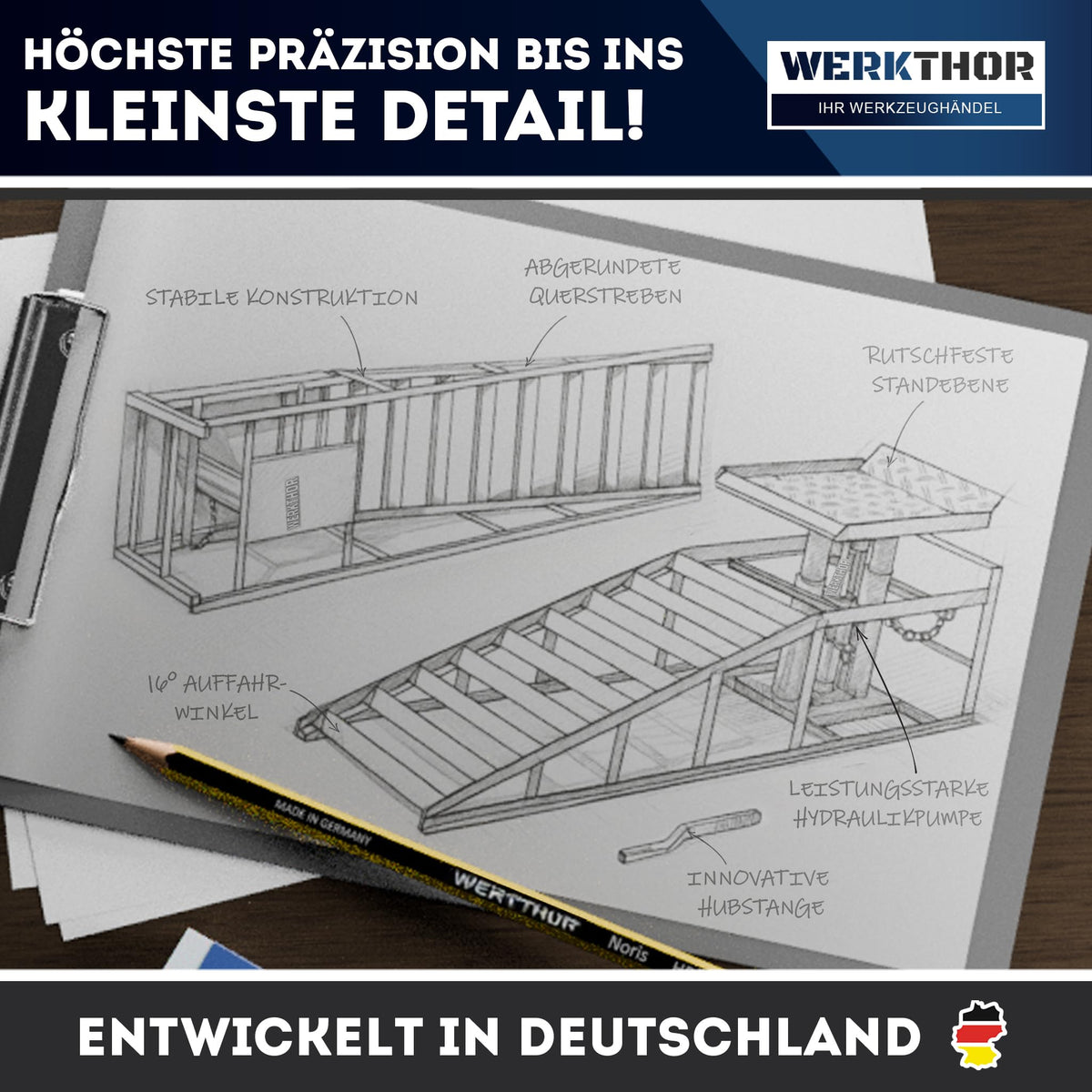 Hydraulische Auffahrrampe für Pkw 2er Set höhenverstellbar bis 4 t robust und tragfähig für Garage