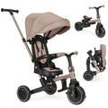 Dreirad mit Schubstange 8 in 1 ALUMA faltbares Kinderfahrzeug drehbarer Sitz 5 Punkt Gurt Alu beige