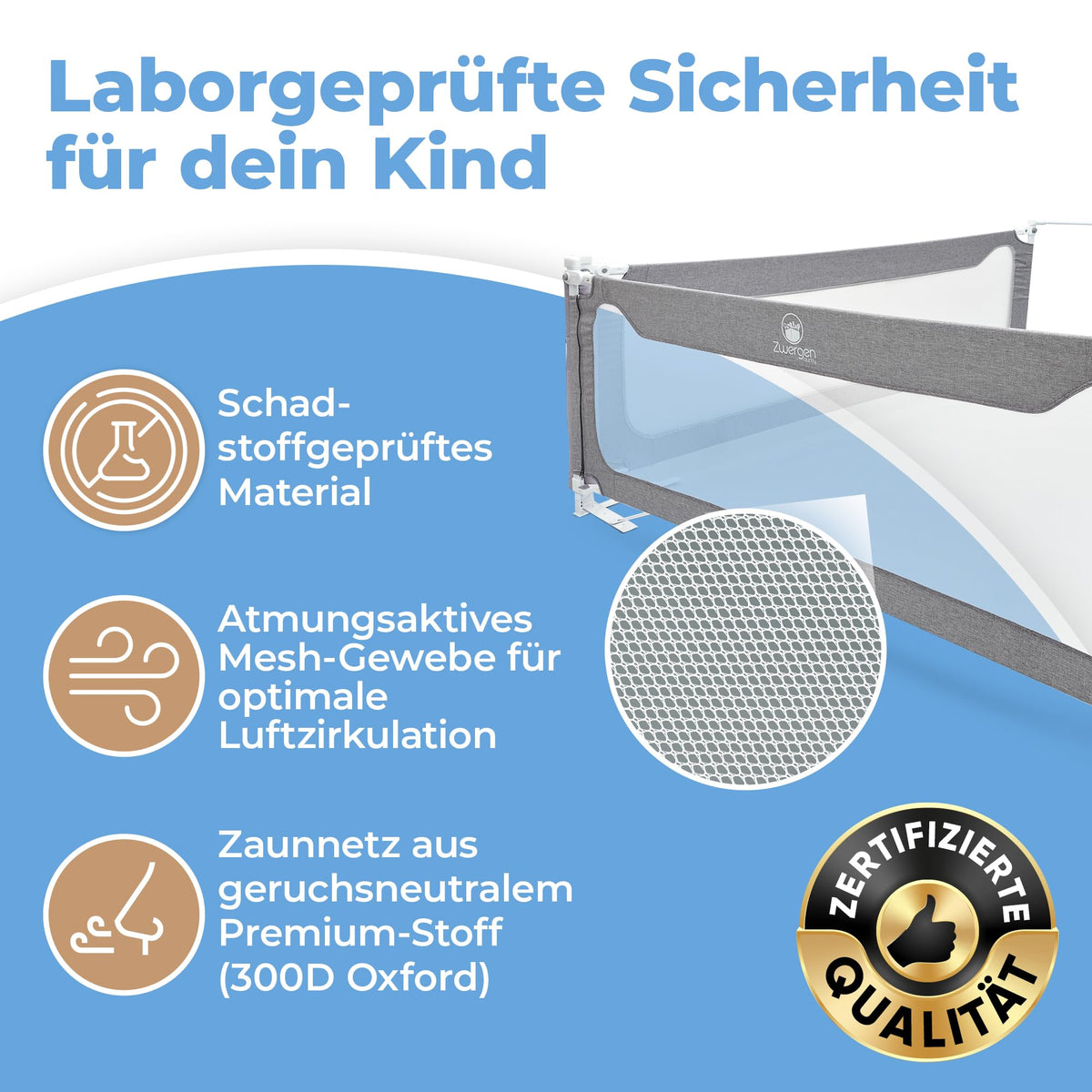 Rausfallschutz Boxspringbett Elternbett 180x200cm 8er Set Stabilitätsstange Zwischenraumschutz laborgeprüft