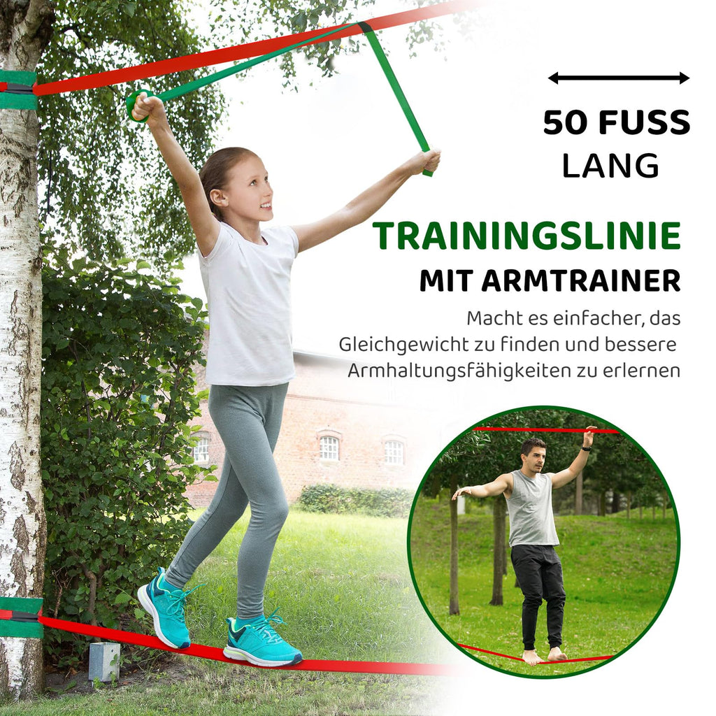 Slackline Kinder Ninja 2x15m für Jugendliche und Erwachsene im Freien Ninja Line Set für Garten