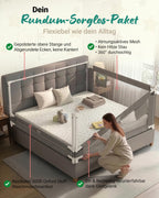 Bettgitter Rausfallschutz Boxspringbett 180x200 cm 3 Seiten Stange laborgeprüft Elternbett deutsche Anleitung
