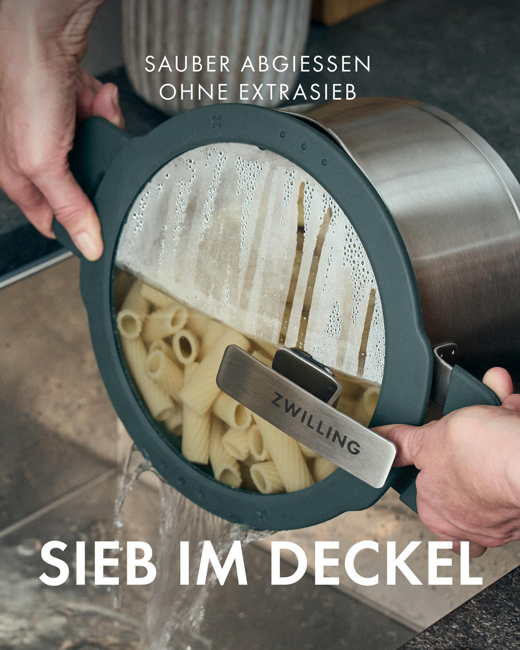 Simplify Kochtopf Set 5 teilig mit integriertem Sieb Induktionsgeeignet grau Kochgeschirr Set