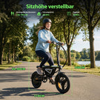 EBike Klapprad 14 Zoll Pedelec Citybike 36V 12Ah Akku 250W Motor 50 km Faltrad LED App Herren Damen Pendler