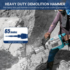 Abbruchhammer 1700W SDS Hex Stemmhammer 65 Joule Betonbrecher Antivibrationsgriff 2 Meißel Koffer mit Rollen