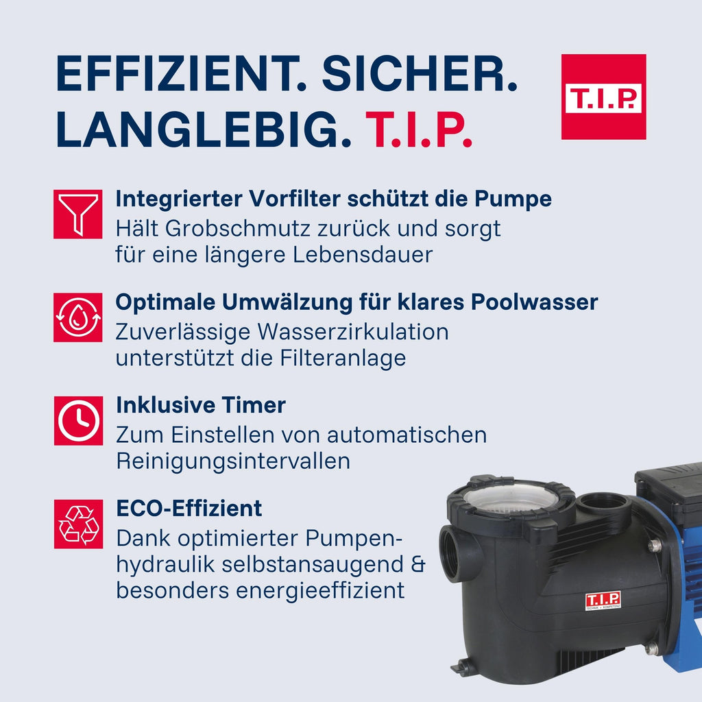 Poolpumpe mit Timer selbstansaugende Filterpumpe 10000 Liter pro Stunde für sauberes Poolwasser