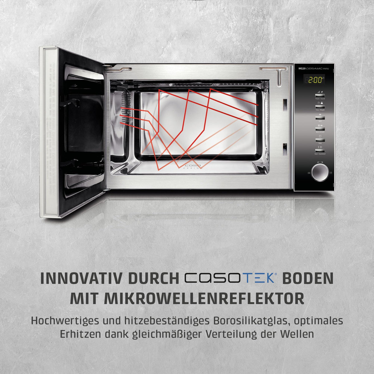 MG20 Ceramic Menu Mikrowelle mit Grillfunktion ohne Drehteller 1000 Watt für schnelles Erwärmen und Grillen