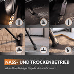 Grandstorm einziehbarer Wandstaubsauger 10m knickfester Schlauch 6 Düsen Fernbedienung Garagenreinigung