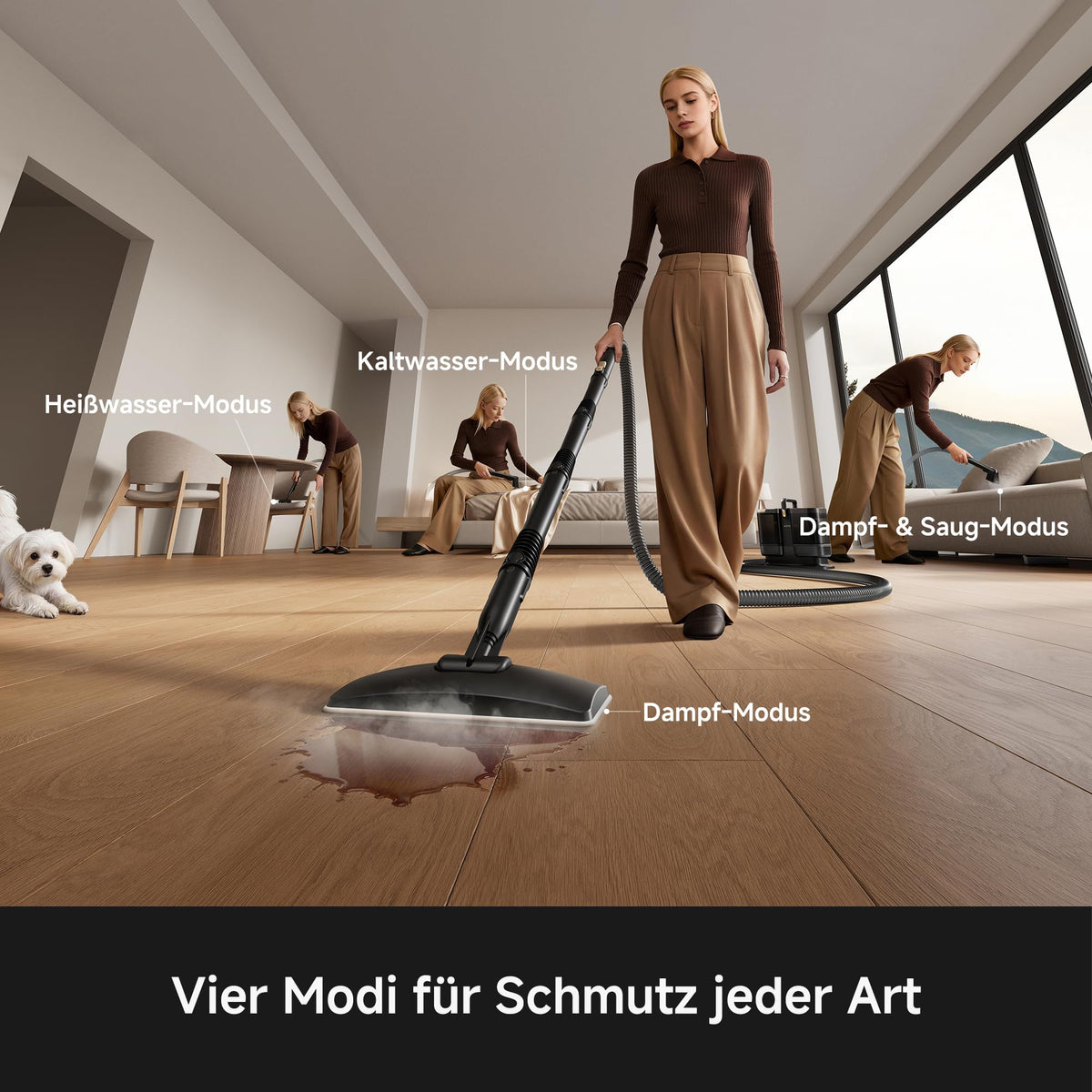 S10 Dampfreiniger mit 9 Aufsätzen superheißer Dampf 16.000 Pa Schwarz vielseitig einsetzbar