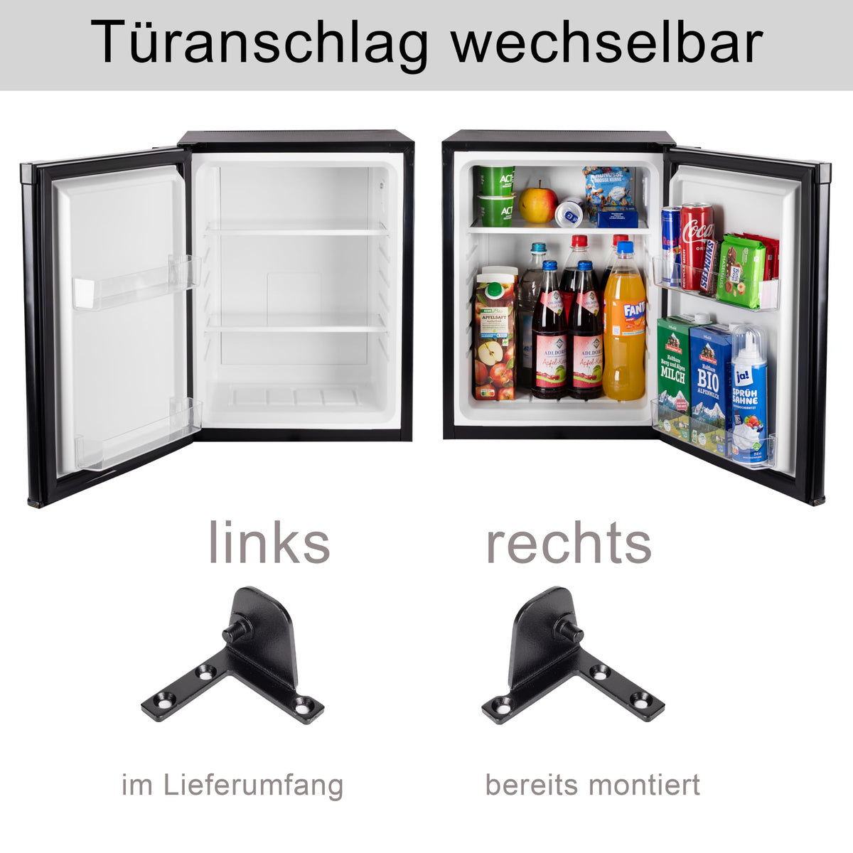 40 Liter Mini Kühlschrank lautlos geräuschlos Minibar mit Schloss 5°C bis 18°C Energieklasse D