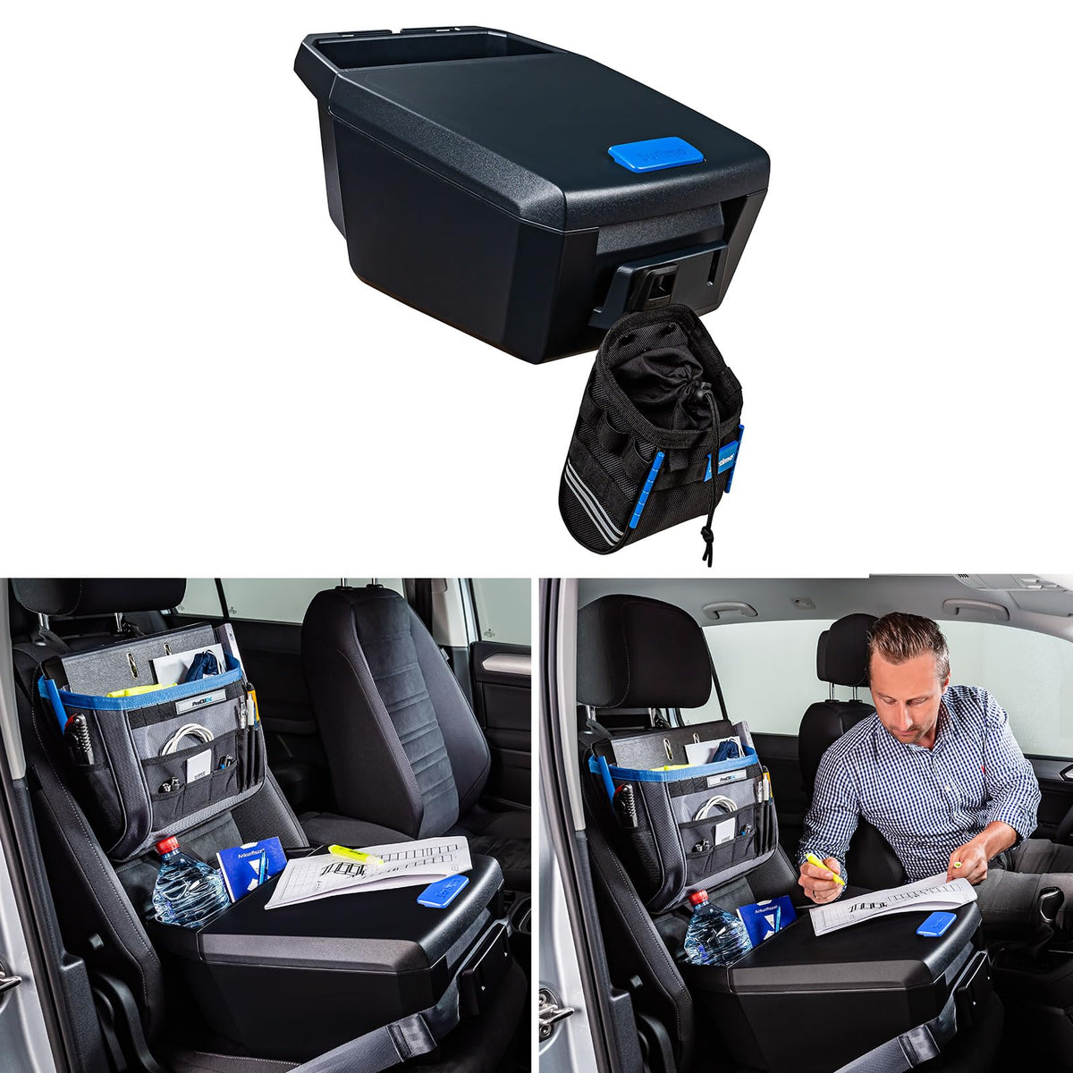 AutoAssistent Office Organizer Set Schwarz Blau Grau für Fahrzeug und Büro Ordnungssystem Aufbewahrung