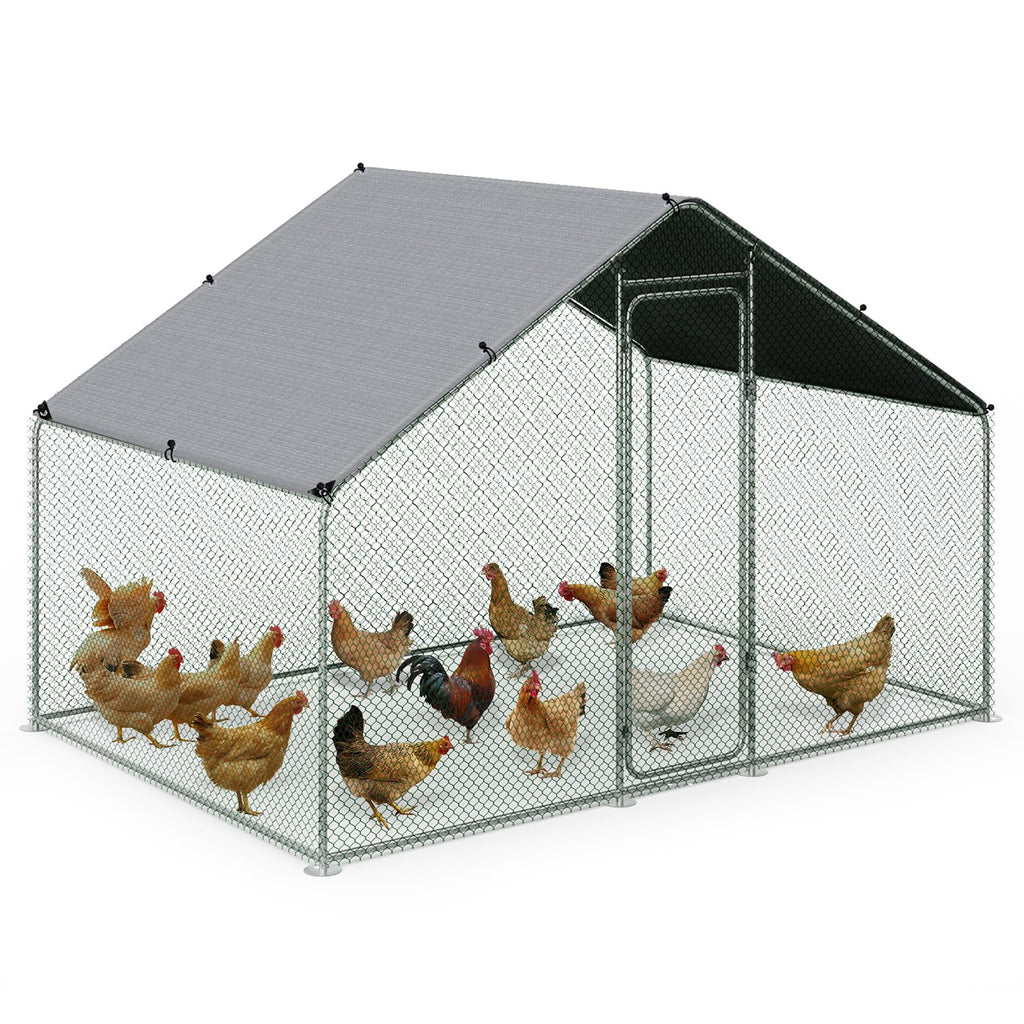 Hühnerstall 6m² Metall 3x2x2m Hühnerhaus Hühnergehege Sicherheitsschloss wasserdichtes PE Farbtuch für Hühner